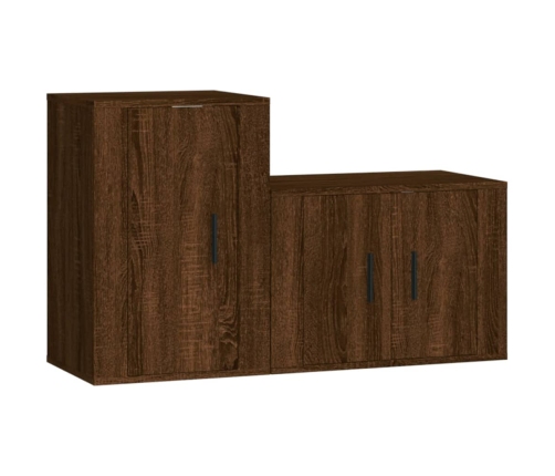 Set de muebles para TV 2 pzas madera contrachapada roble marrón