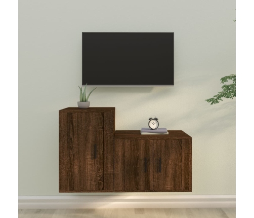 Set de muebles para TV 2 pzas madera contrachapada roble marrón