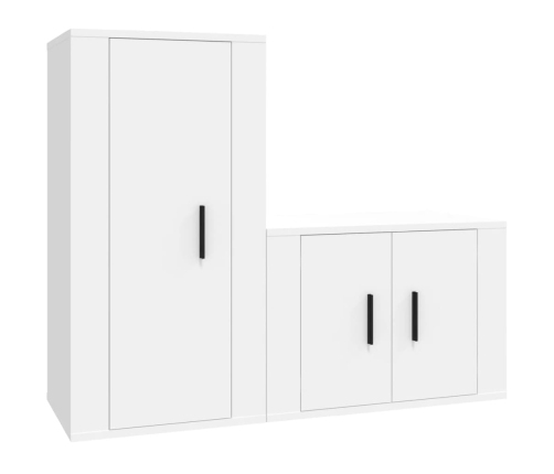 Set de muebles de TV 2 piezas madera contrachapada blanco