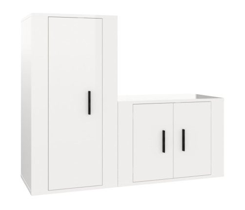 Set de muebles de TV 2 pzas madera contrachapada blanco brillo