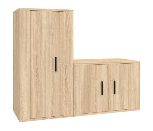 Set de muebles para TV 2 pzas madera contrachapada roble sonoma