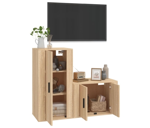 Set de muebles para TV 2 pzas madera contrachapada roble sonoma