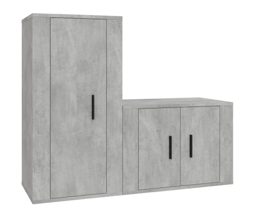 Set de muebles de TV 2 pzas madera contrachapada gris hormigón