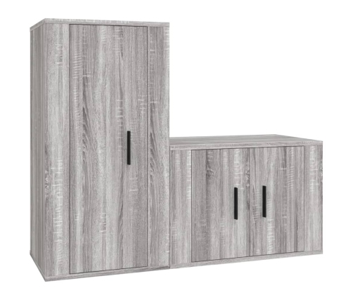 Set de muebles para TV 2 pzas madera contrachapada gris Sonoma