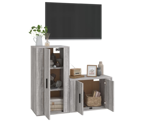 Set de muebles para TV 2 pzas madera contrachapada gris Sonoma