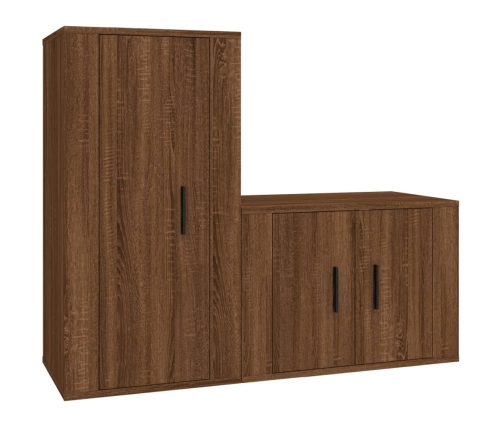 Set de muebles para TV 2 pzas madera contrachapada roble marrón