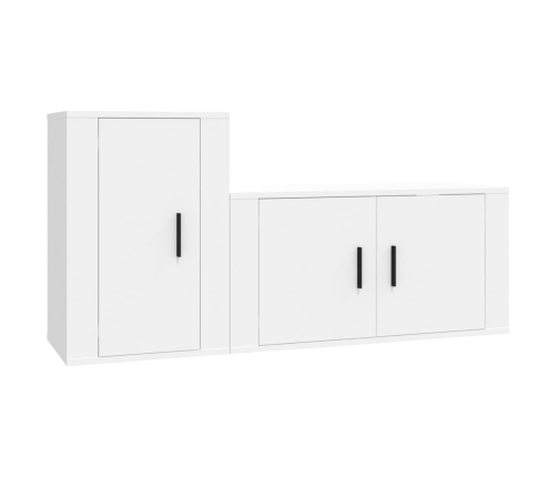 Set de muebles de TV 2 piezas madera contrachapada blanco