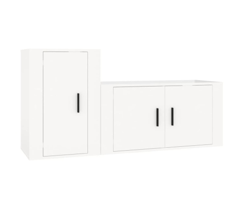 Set de muebles de TV 2 pzas madera contrachapada blanco brillo