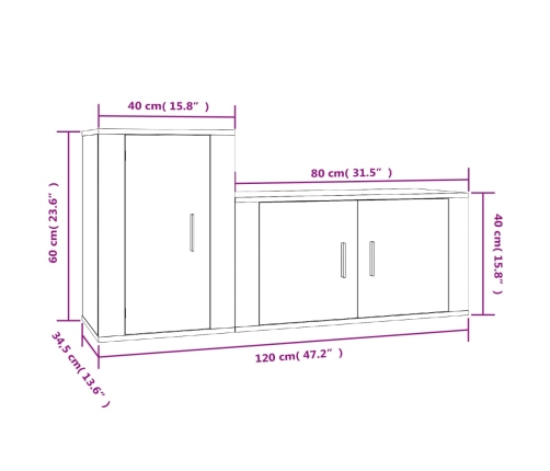 Set de muebles de TV 2 pzas madera contrachapada blanco brillo