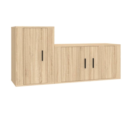 Set de muebles para TV 2 pzas madera contrachapada roble sonoma