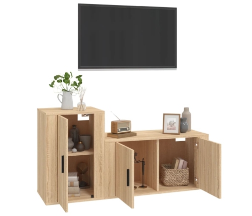 Set de muebles para TV 2 pzas madera contrachapada roble sonoma