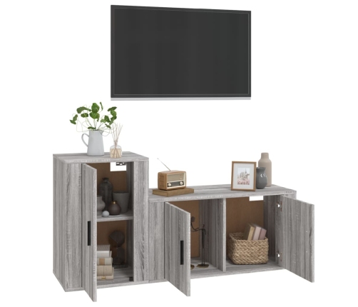 Set de muebles para TV 2 pzas madera contrachapada gris Sonoma