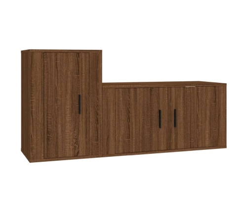 Set de muebles para TV 2 pzas madera contrachapada roble marrón