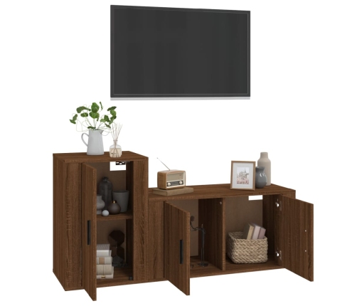 Set de muebles para TV 2 pzas madera contrachapada roble marrón