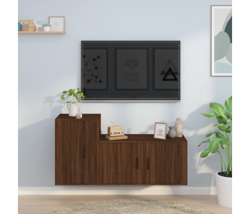 Set de muebles para TV 2 pzas madera contrachapada roble marrón