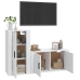 Set de muebles de TV 2 piezas madera contrachapada blanco