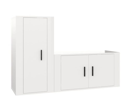 Set de muebles de TV 2 pzas madera contrachapada blanco brillo