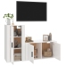 Set de muebles de TV 2 pzas madera contrachapada blanco brillo