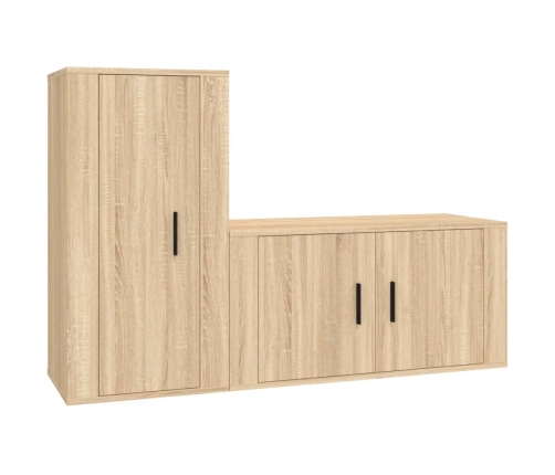 Set de muebles para TV 2 pzas madera contrachapada roble sonoma