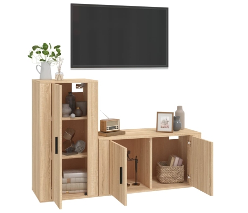 Set de muebles para TV 2 pzas madera contrachapada roble sonoma