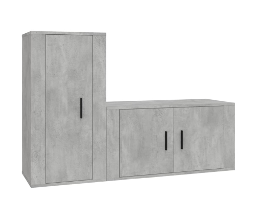 Set de muebles de TV 2 pzas madera contrachapada gris hormigón