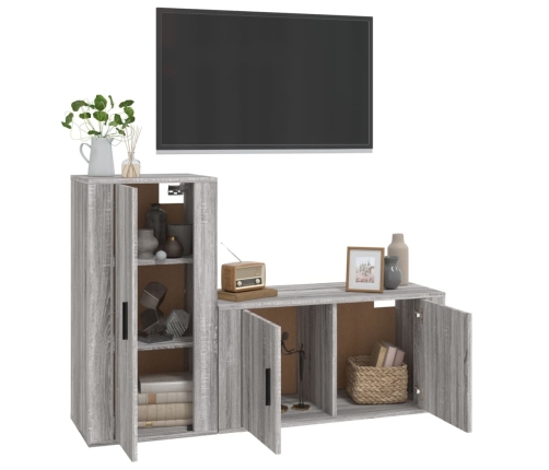 Set de muebles para TV 2 pzas madera contrachapada gris Sonoma