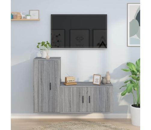 Set de muebles para TV 2 pzas madera contrachapada gris Sonoma