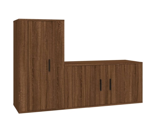 Set de muebles para TV 2 pzas madera contrachapada roble marrón