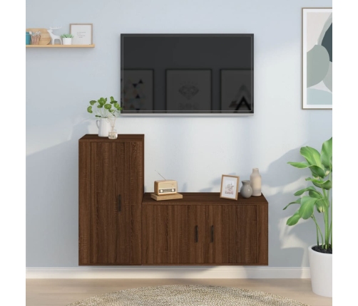 Set de muebles para TV 2 pzas madera contrachapada roble marrón