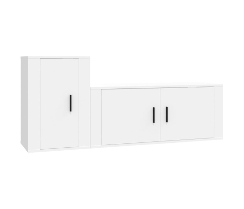 Set de muebles de TV 2 piezas madera contrachapada blanco