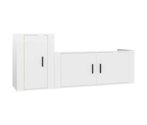 Set de muebles de TV 2 pzas madera contrachapada blanco brillo