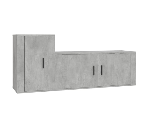 Set de muebles de TV 2 pzas madera contrachapada gris hormigón