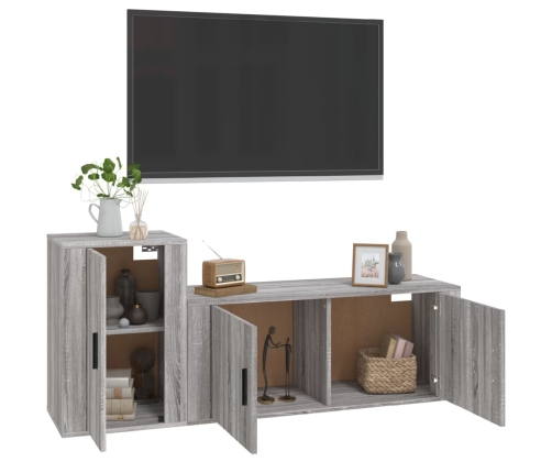 Set de muebles para TV 2 pzas madera contrachapada gris Sonoma