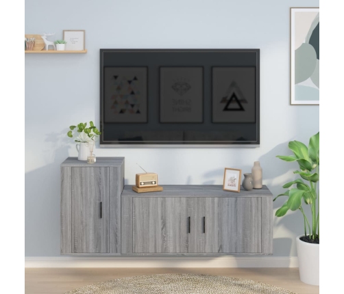 Set de muebles para TV 2 pzas madera contrachapada gris Sonoma