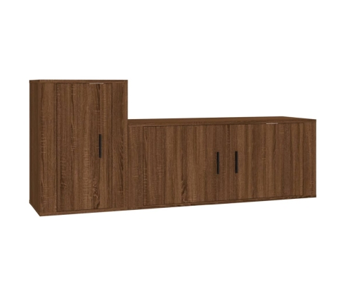 Set de muebles para TV 2 pzas madera contrachapada roble marrón