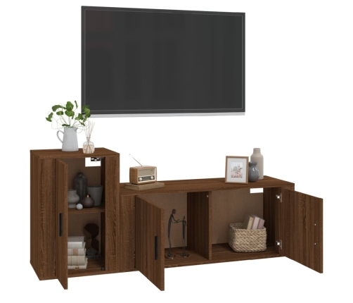 Set de muebles para TV 2 pzas madera contrachapada roble marrón