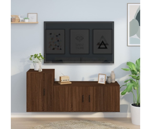 Set de muebles para TV 2 pzas madera contrachapada roble marrón