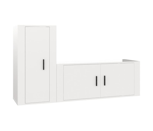 Set de muebles de TV 2 pzas madera contrachapada blanco brillo