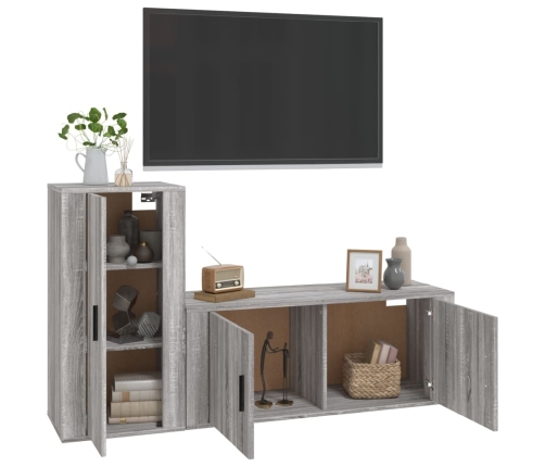 Set de muebles para TV 2 pzas madera contrachapada gris Sonoma