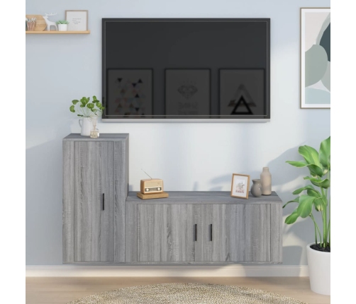 Set de muebles para TV 2 pzas madera contrachapada gris Sonoma