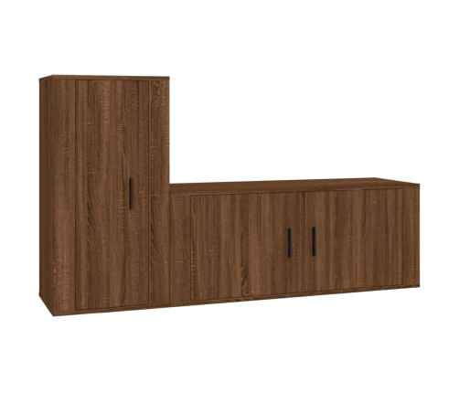 Set de muebles para TV 2 pzas madera contrachapada roble marrón