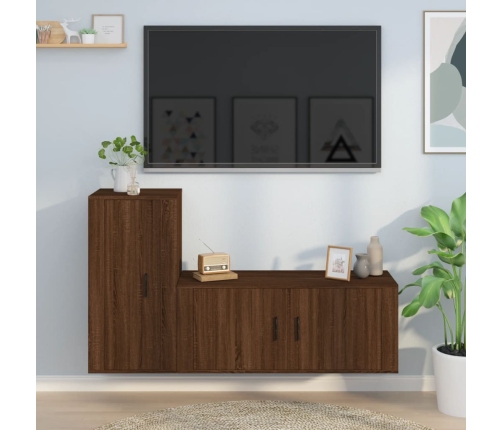 Set de muebles para TV 2 pzas madera contrachapada roble marrón