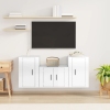 Set de muebles de TV 3 pzas madera contrachapada blanco brillo