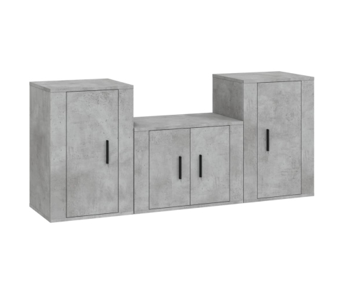 Set de muebles de TV 3 pzas madera contrachapada gris hormigón