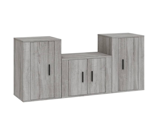 Set de muebles para TV 3 pzas madera contrachapada gris Sonoma