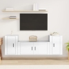 Set de muebles de TV 3 pzas madera contrachapada blanco brillo