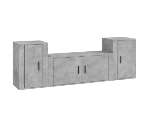 Set de muebles de TV 3 pzas madera contrachapada gris hormigón