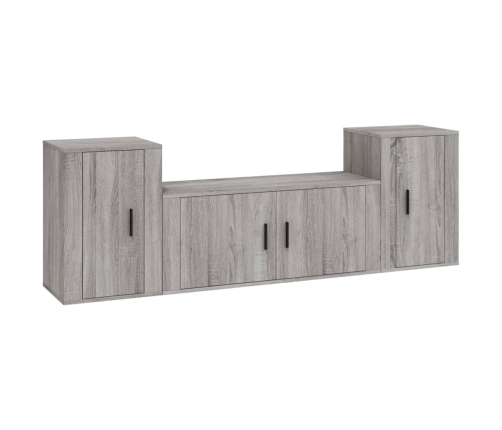 Set de muebles para TV 3 pzas madera contrachapada gris Sonoma