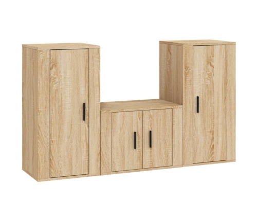 Set de muebles para TV 3 pzas madera contrachapada roble sonoma