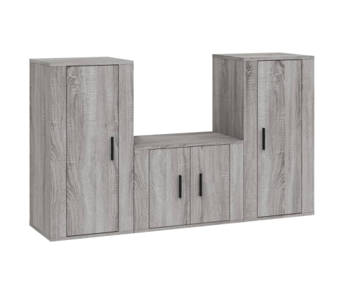 Set de muebles para TV 3 pzas madera contrachapada gris Sonoma